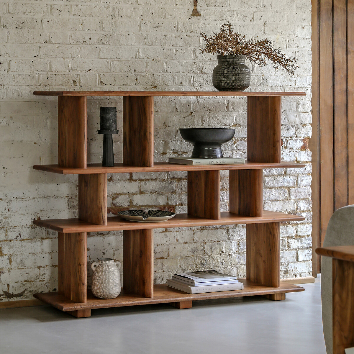 Bettiah Acacia Wood Open Display Unit, ÉDITÉ