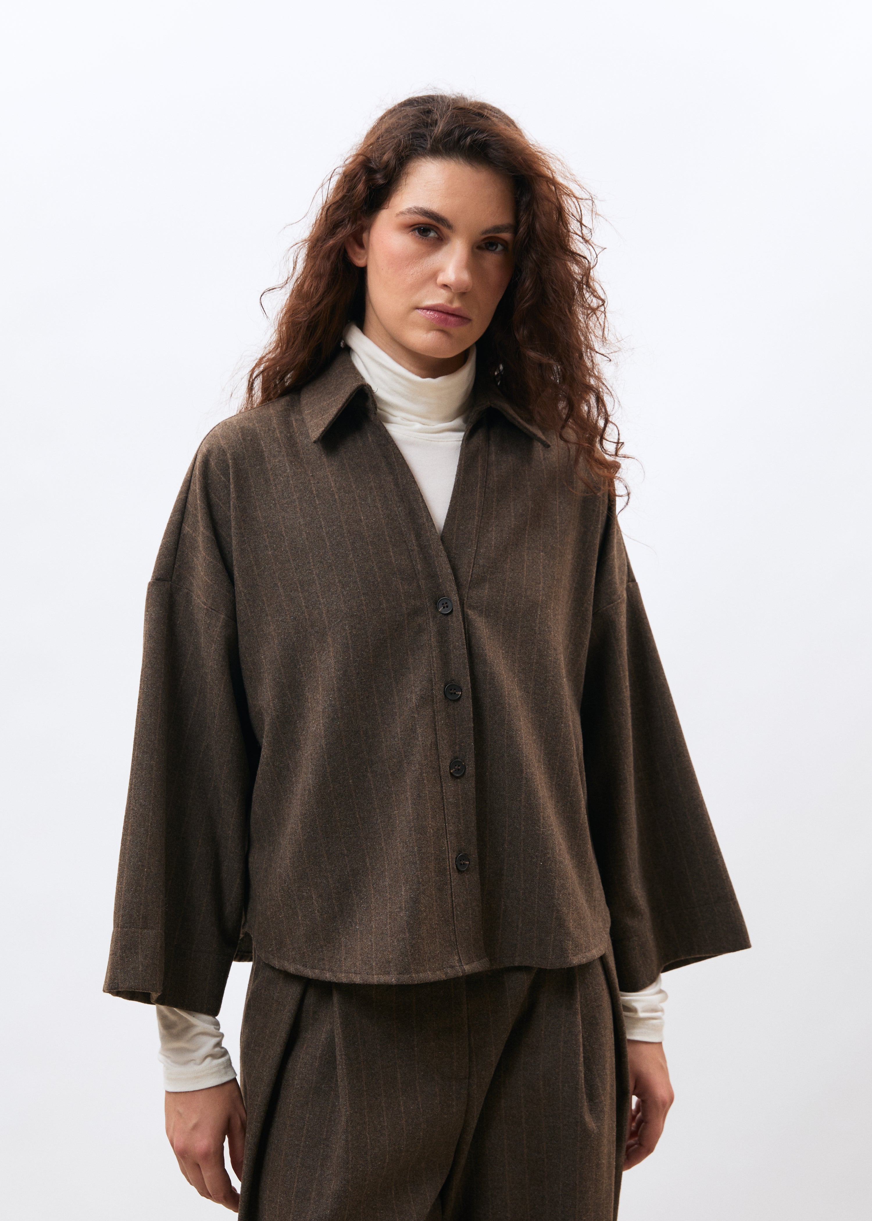 Chemise courte oversize en flanelle rayée, HUMILITY