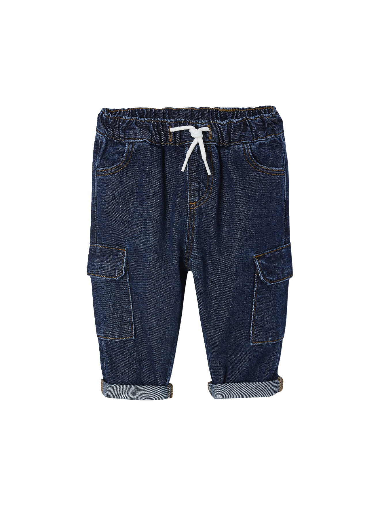 Pantalon battle bébé en denim, VERTBAUDET