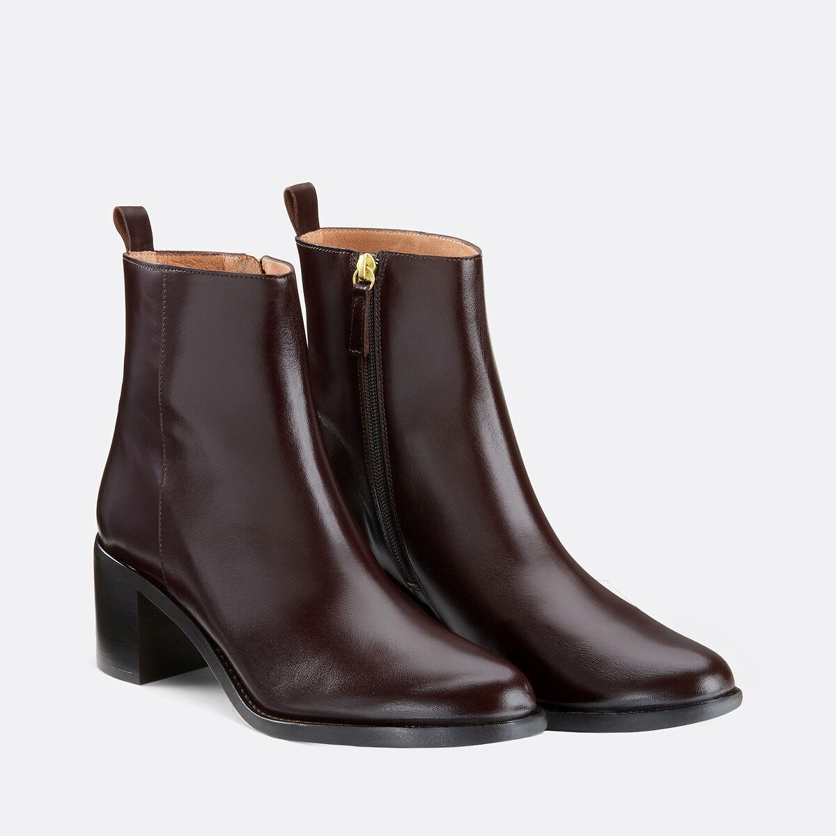 La Redoute Collections Botines de tacón en piel lisa, Signature FAUSTINE