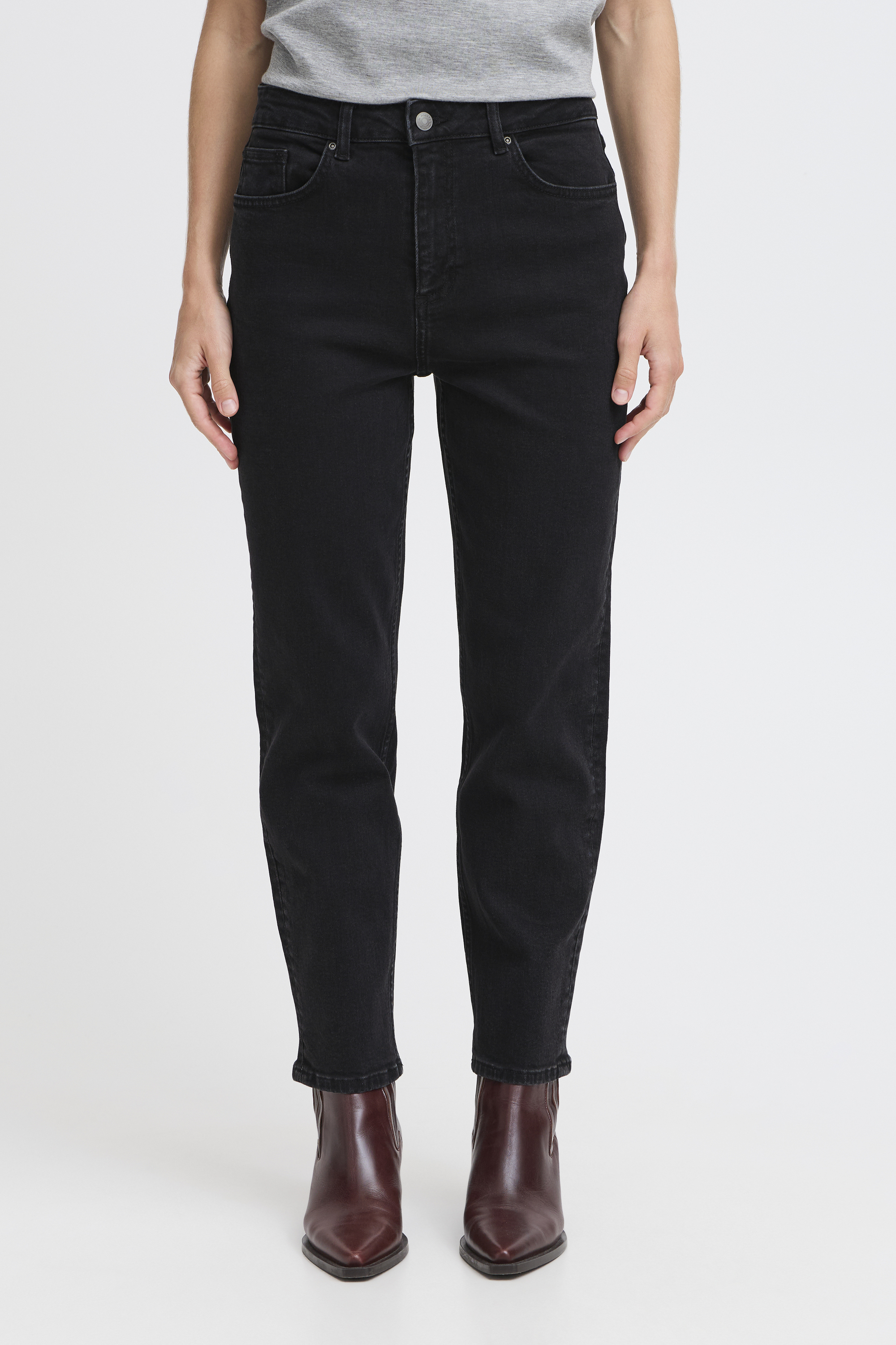 Jeans taille haute, jambes droites, B.YOUNG