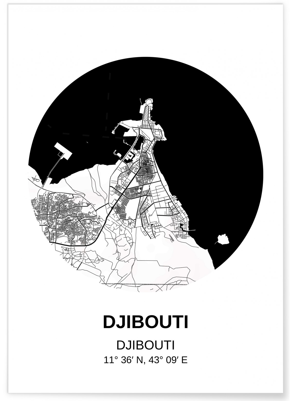 Affiche Carte Djibouti, L'AFFICHERIE