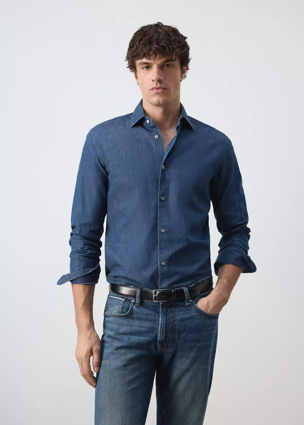 Chemise chambray 100 % coton, MANGO MAN