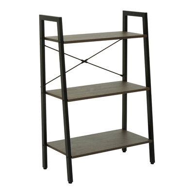 Industrial Style 3 Tier Ladder Shelf Unit in Dark Oak Effect with Black Frame SO'HOME