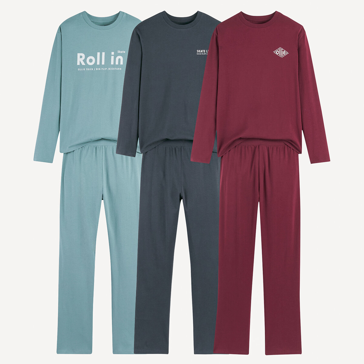 Lot de 3 pyjamas en coton, motif poitrine