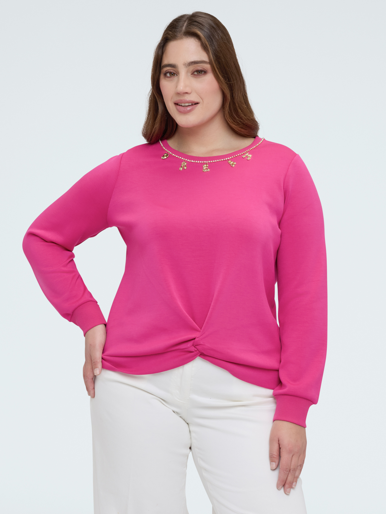 Sweat-shirt avec détail nœud et lettrage dream, FIORELLA RUBINO