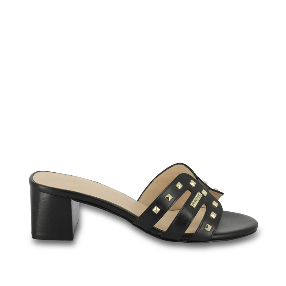 Mules à petit talon large en cuir LILOU, LES TROPEZIENNES PAR M.BELARBI