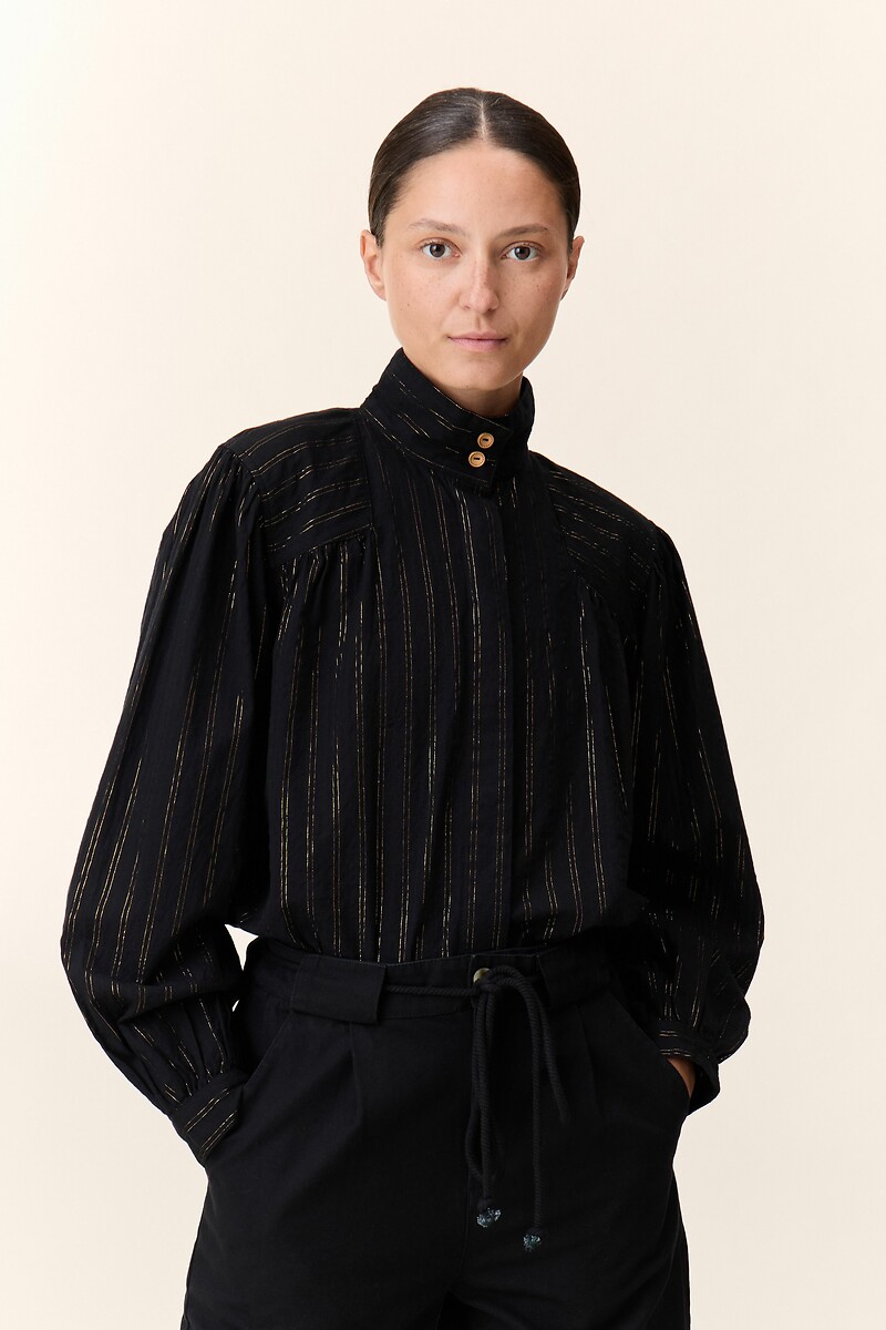 Chana Blouse with Metallic Stripes, LEON & HARPER