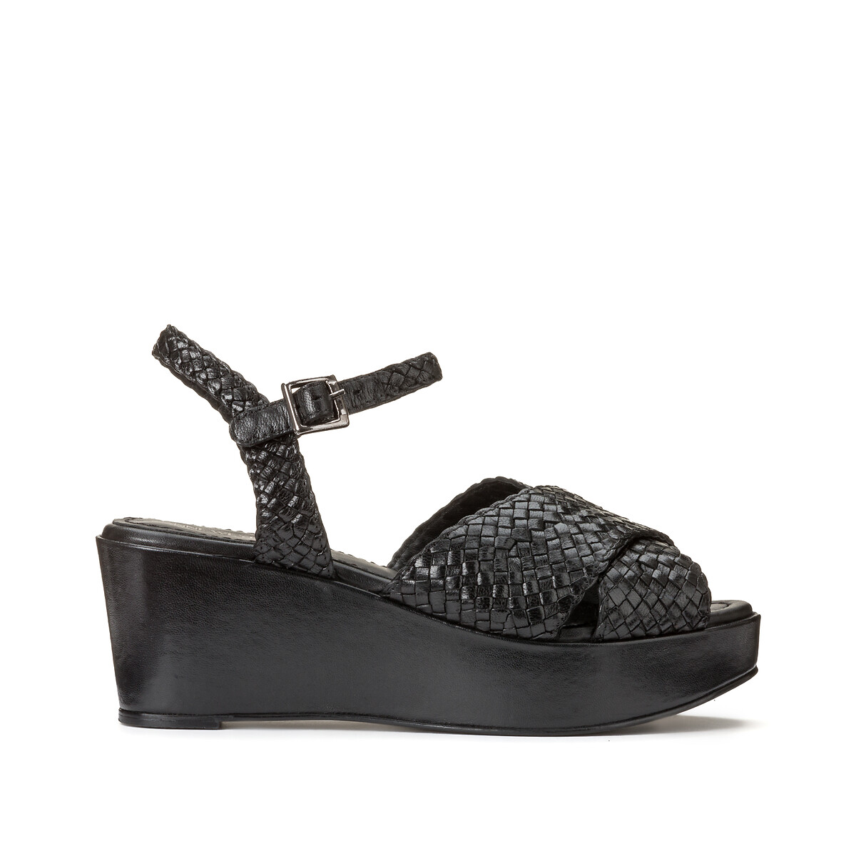 Sandal, casual black wedge sandal