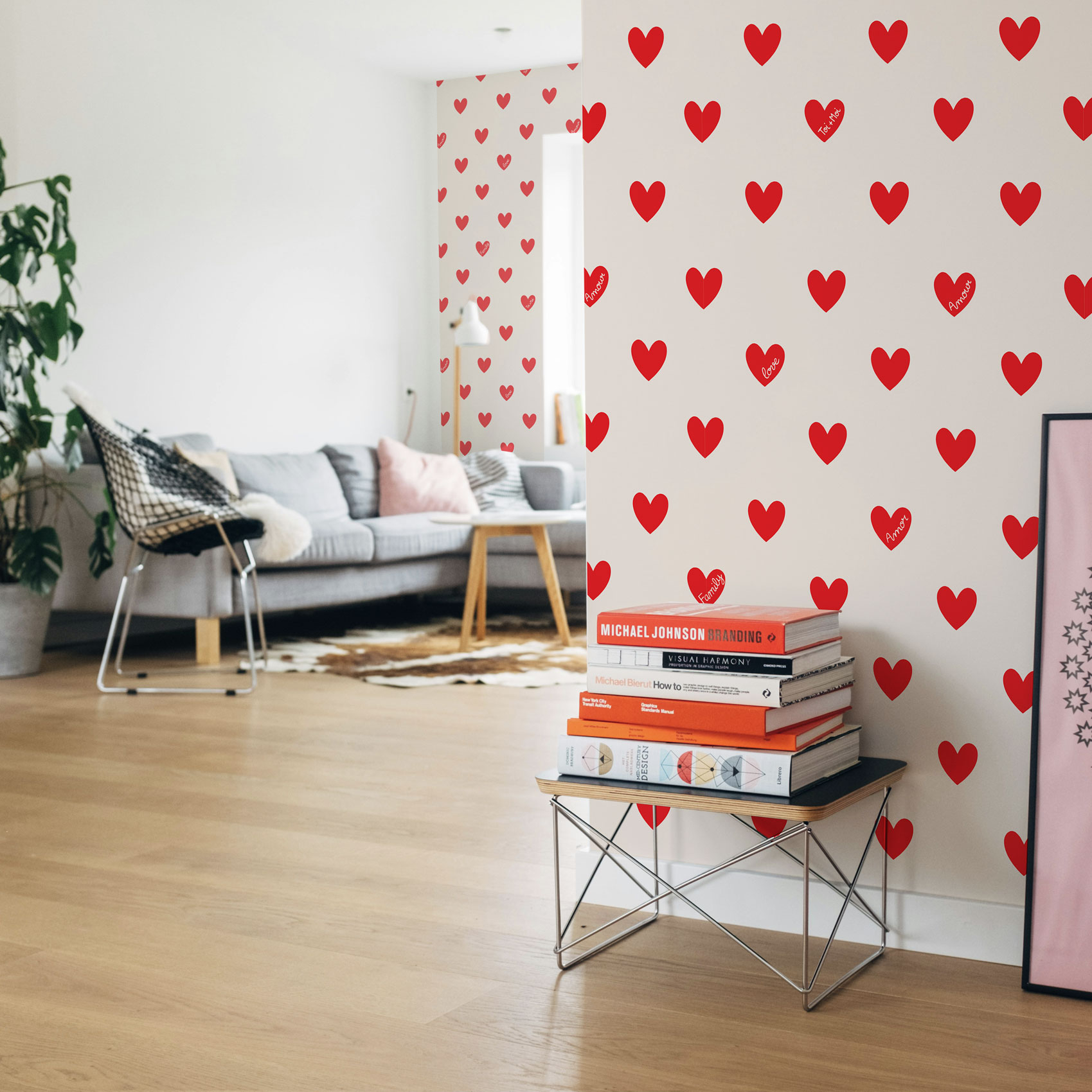 Papier peint panoramique Amour Coeur, Noir 150 x 250cm, ACTE DECO