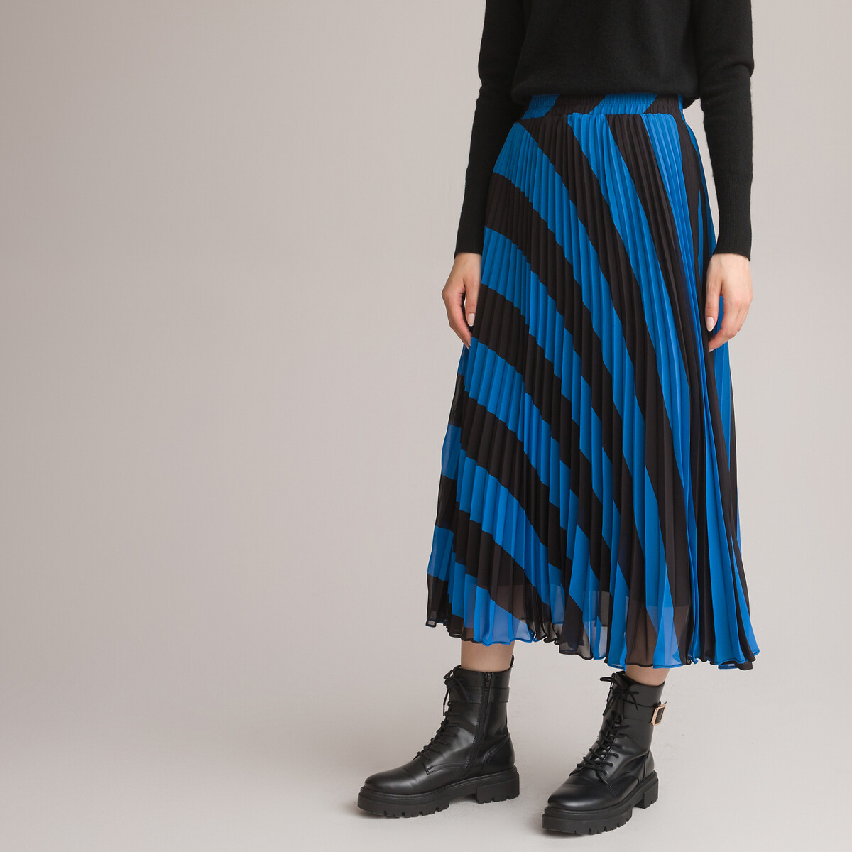 Recycled Striped Pleated Skirt