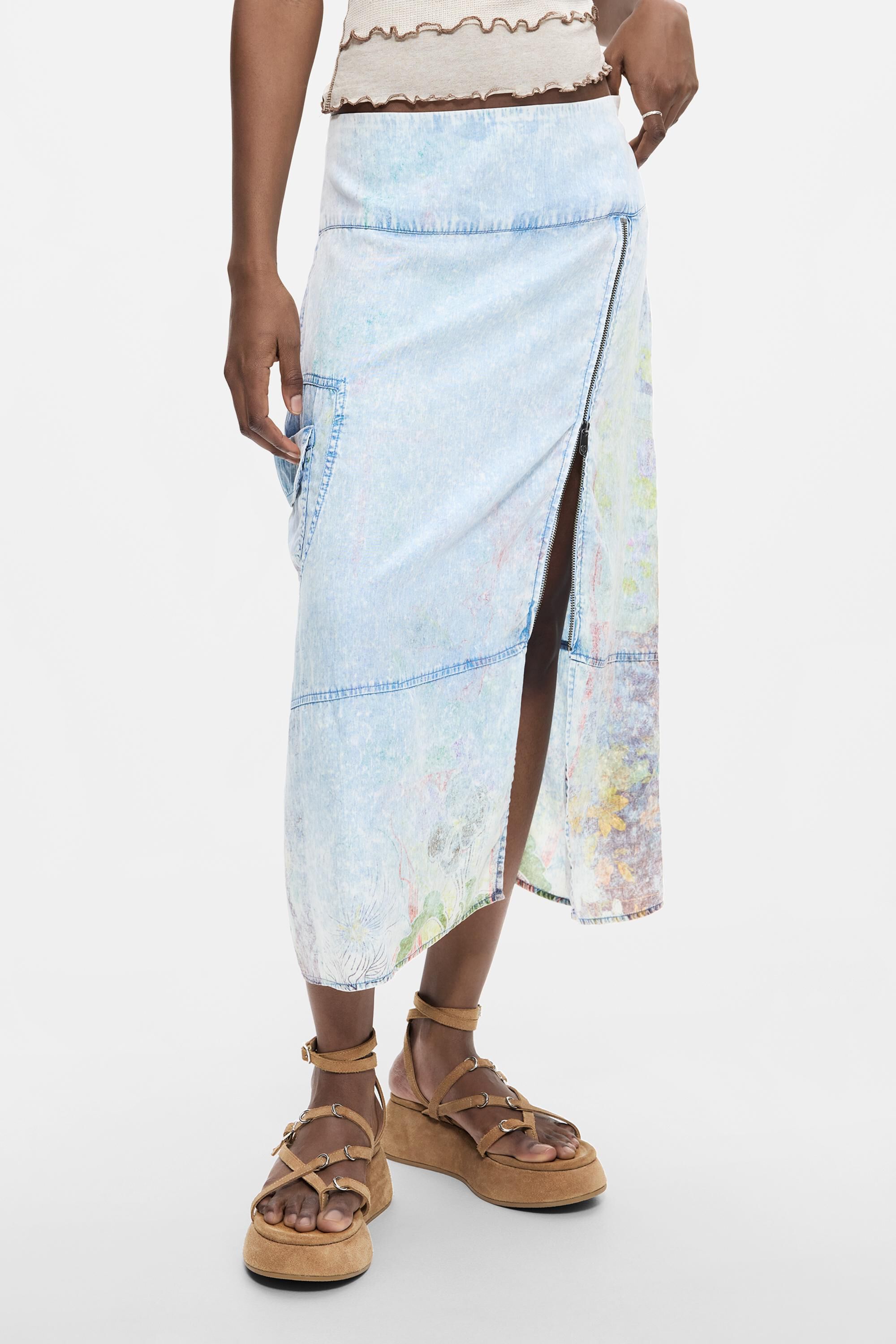 Jupe en denim midi en lyocell, DESIGUAL
