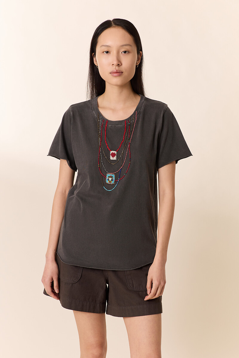 Toro Necklace Illusion T-Shirt with Short Sleeves and Crew Neck, LEON & HARPER