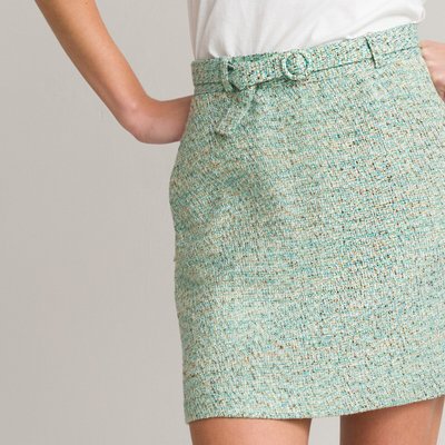 Tweed Belted Mini Skirt LA REDOUTE COLLECTIONS