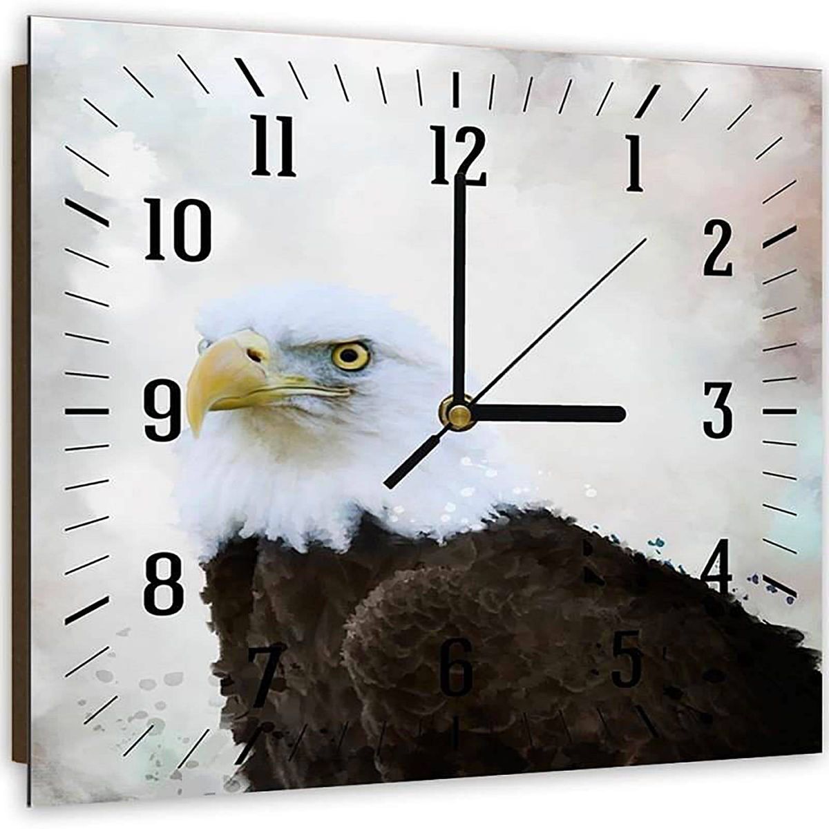 Aigle Horloge Murale décorative sur toile 30x30 Animal oiseau aigle 