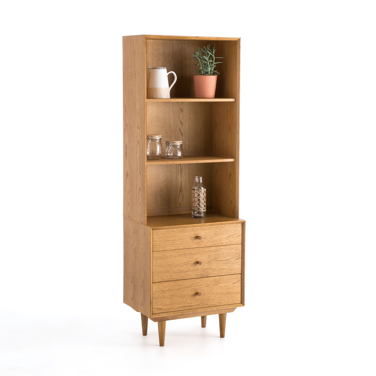Product photograph of Quilda Vintage Bookcase With 4 Niches 3 Drawers from La Redoute UK