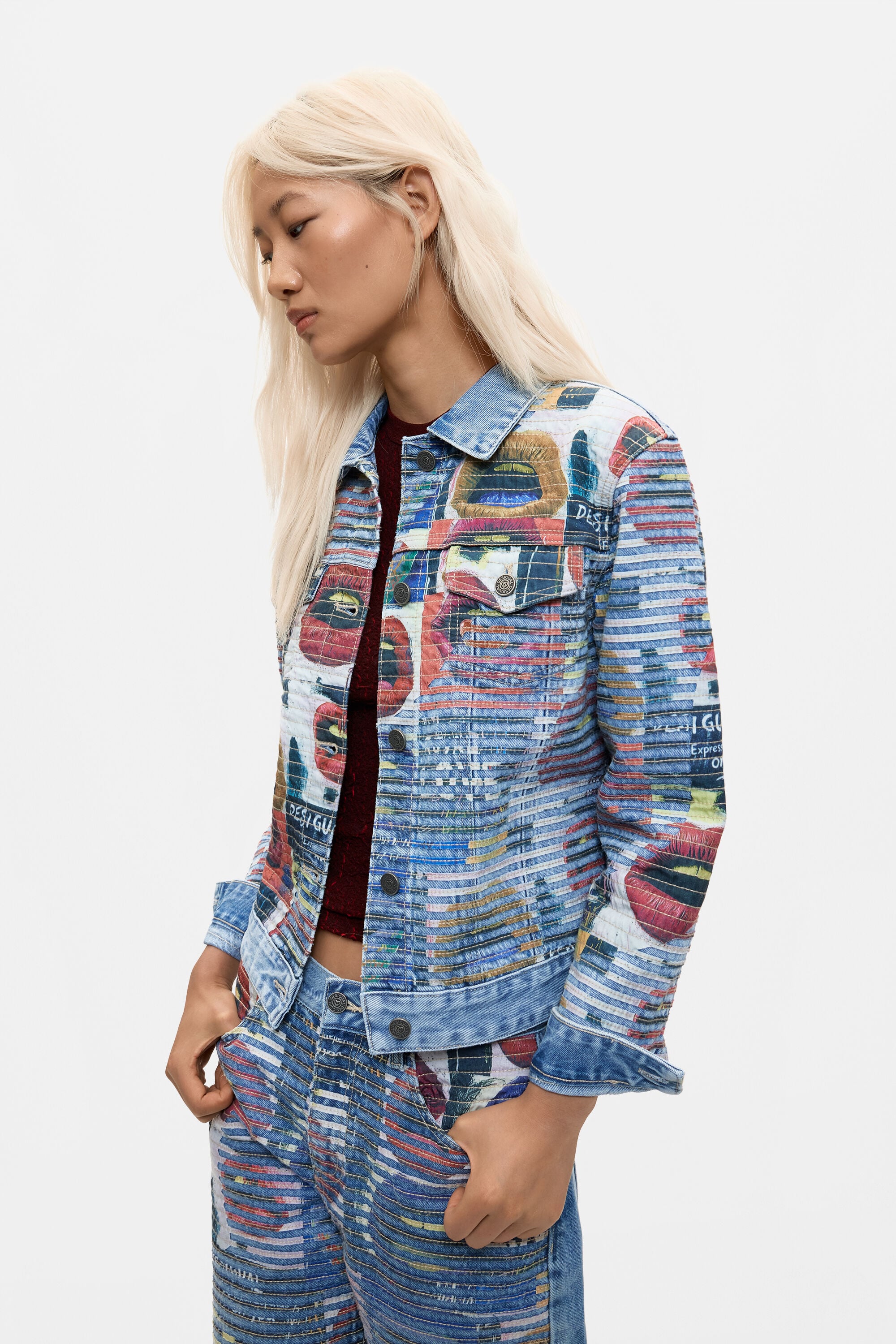 Veste en denim imprimée 100 % coton, DESIGUAL