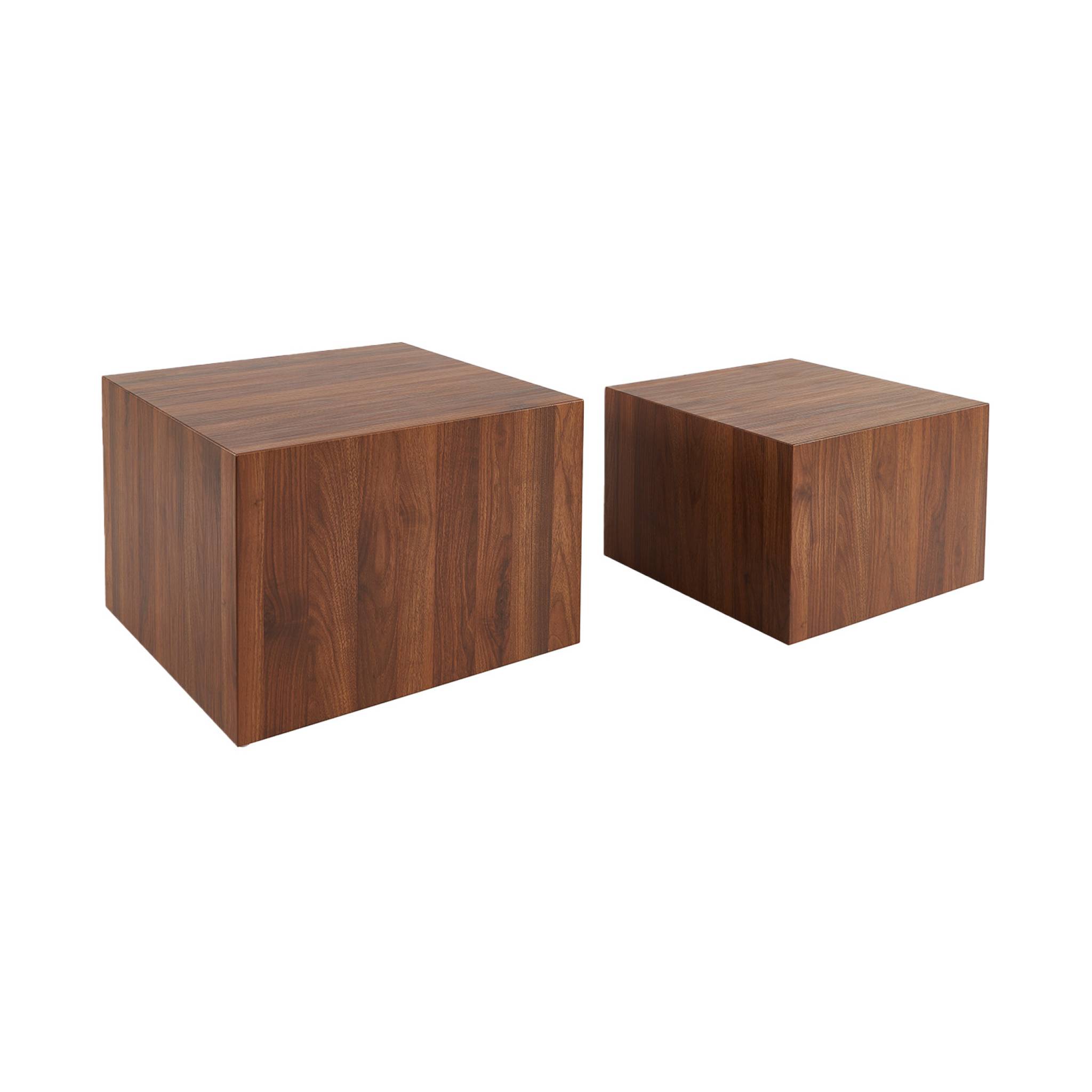 SoBuy FBT42-N Tables Basses Gigognes Set De 2 - Effet Bois - Tables D'Appoint Empilables Carrées