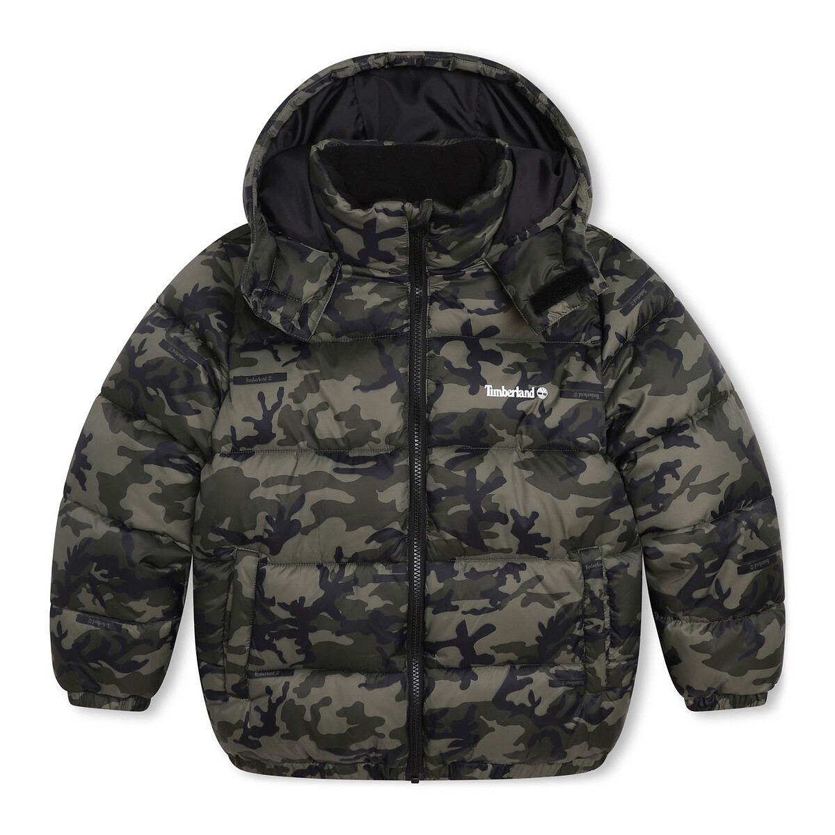 Image of Hooded Padded Jacket in Camo Print