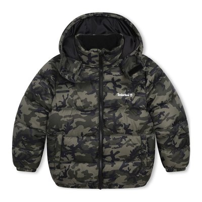 Hooded Padded Jacket in Camo Print TIMBERLAND