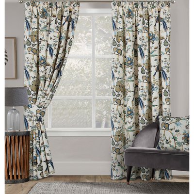 Botanical Bird Print Lined Pencil Pleat Curtains SO'HOME