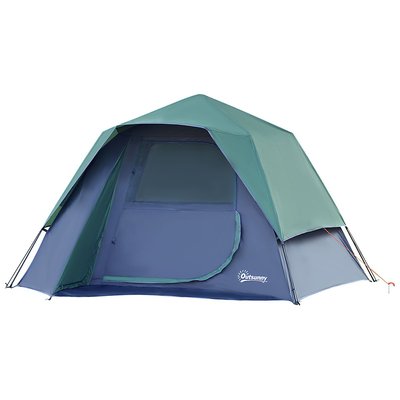 Tente de camping pop up montage instantané 3 pers. bleu vert OUTSUNNY