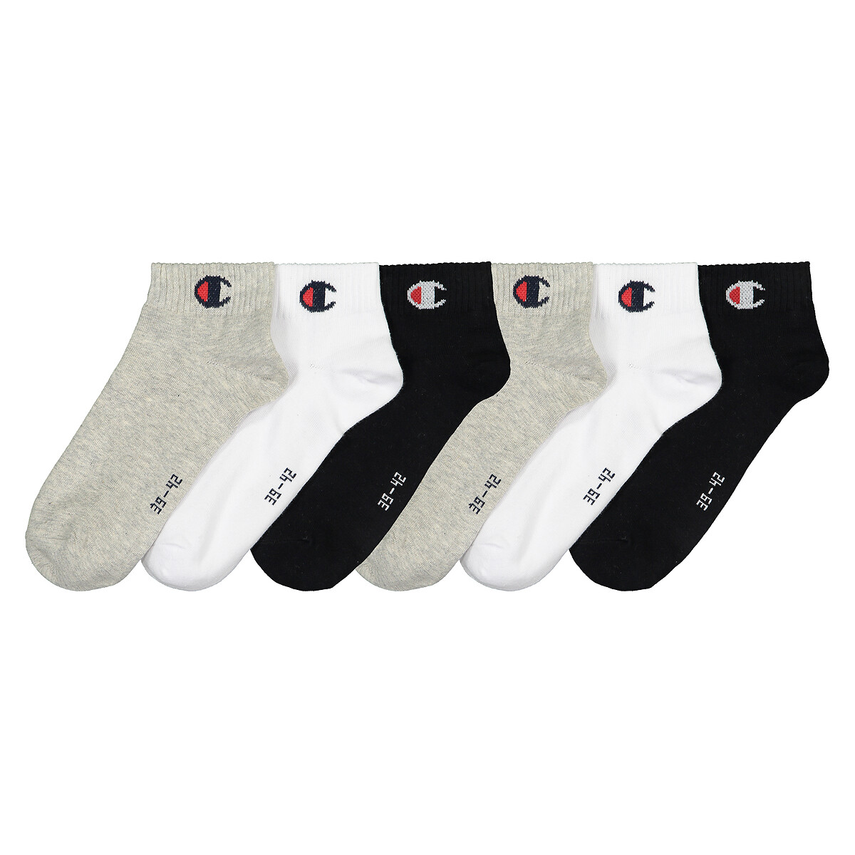Pack of 6 Pairs of Trainer Socks in Cotton Mix with Logo Print
