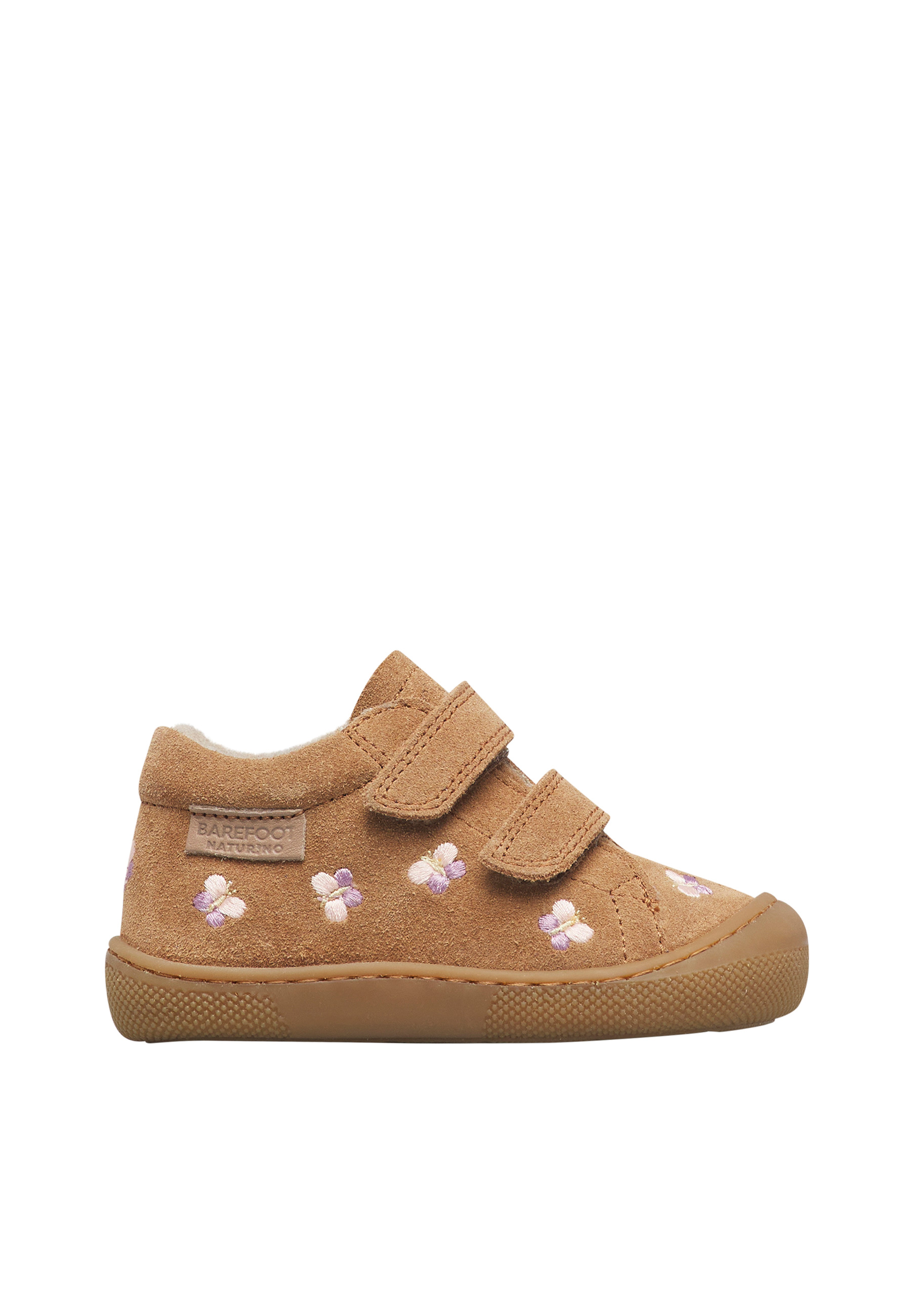 Chaussures premiers pas en suède BAREFOOT AMUR VL EMBR.BUTTERFLY, NATURINO