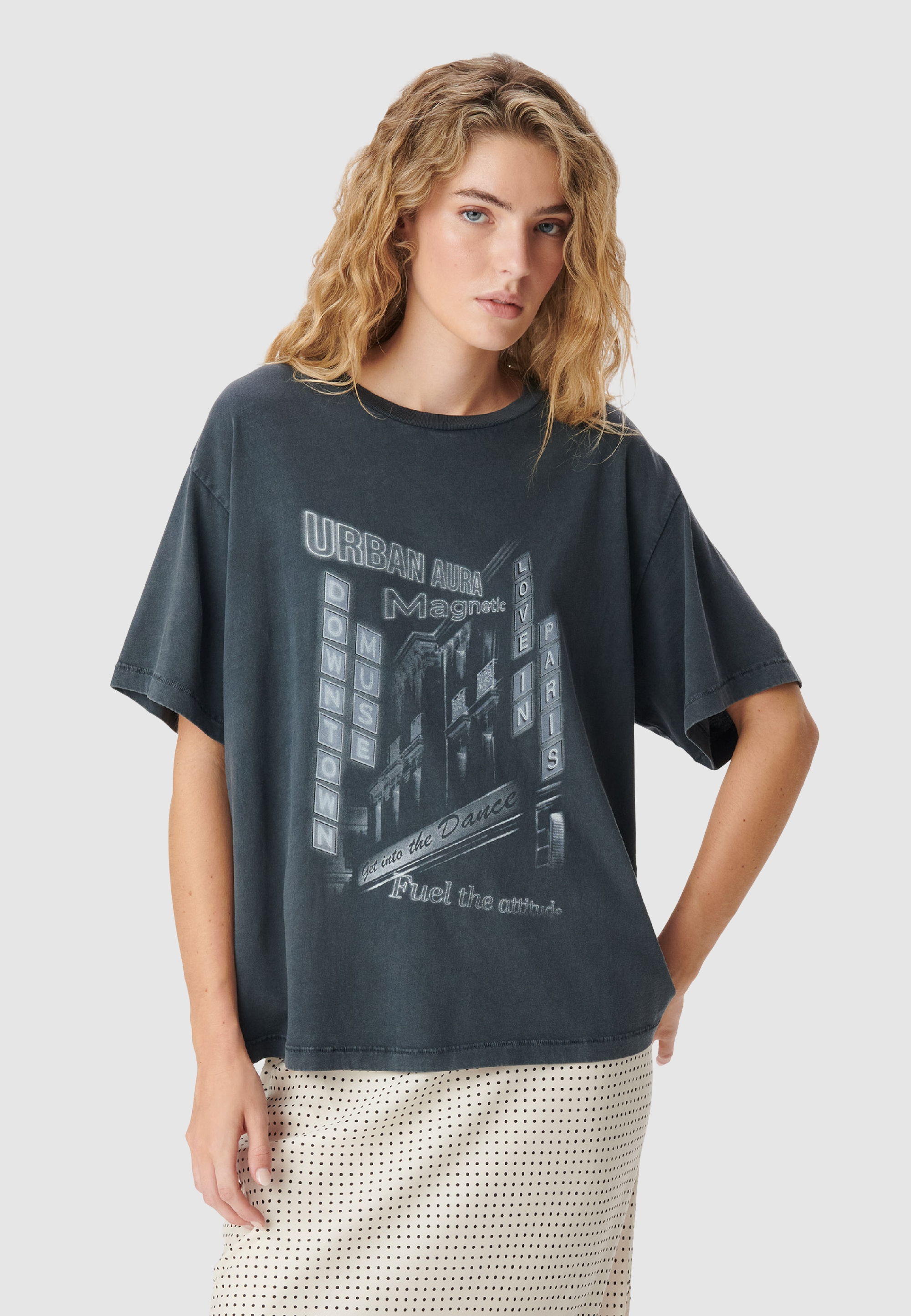 Tee-shirt visuel immeubles et messages, IKKS