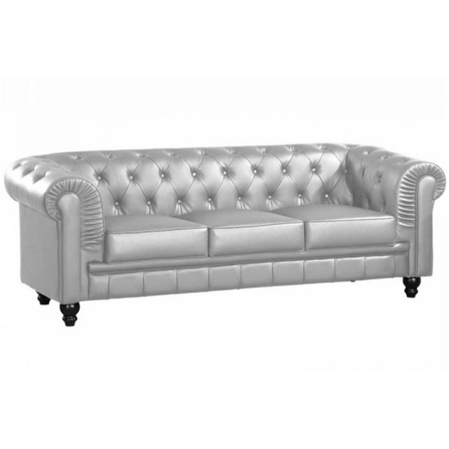 canape chesterfield argent capitonne 3 places playa