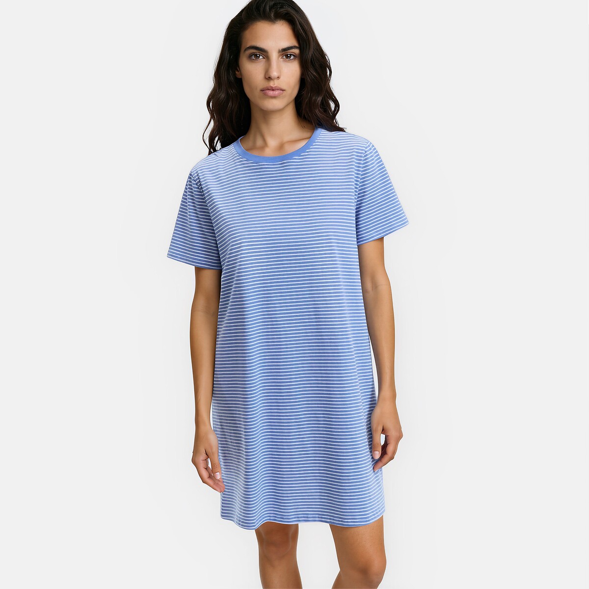 Finely Striped Cotton Jersey Nightshirt, LA REDOUTE COLLECTIONS