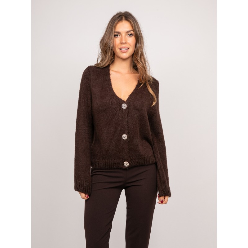 Gilet En Maille Douce Col V Et Boutons Bijoux Kevala, DONA LISA