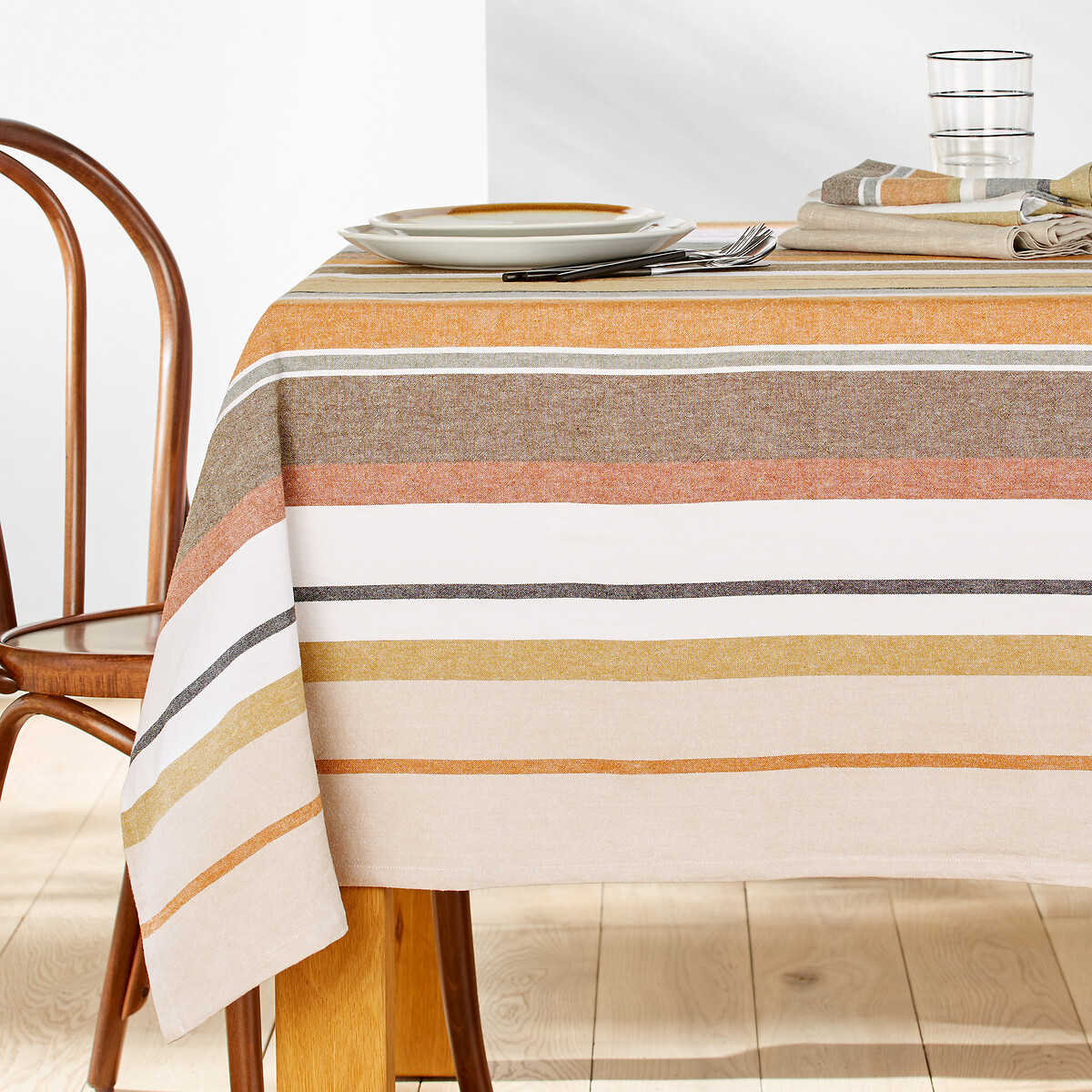 Antika Striped Organic Cotton Tablecloth
