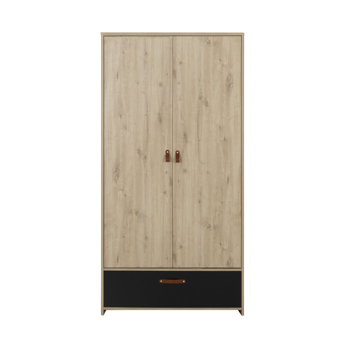 armoire 2 portes 1 tiroir style industriel couleur chene artisan - fabrication francaise