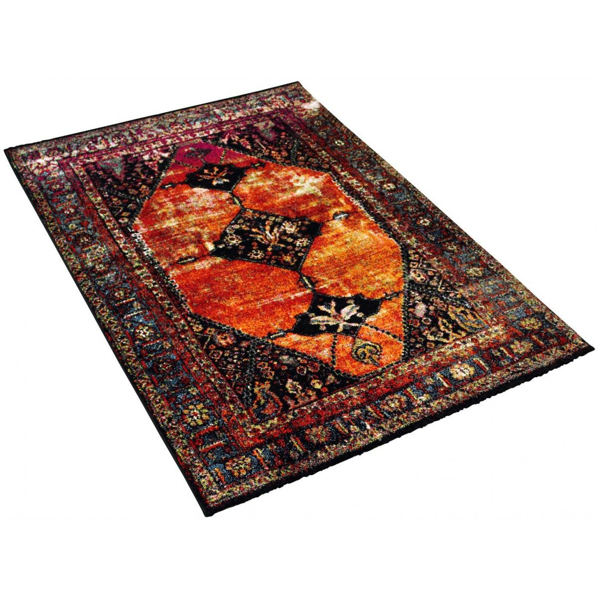 tapis contemporain rouge vintage rectangle clank