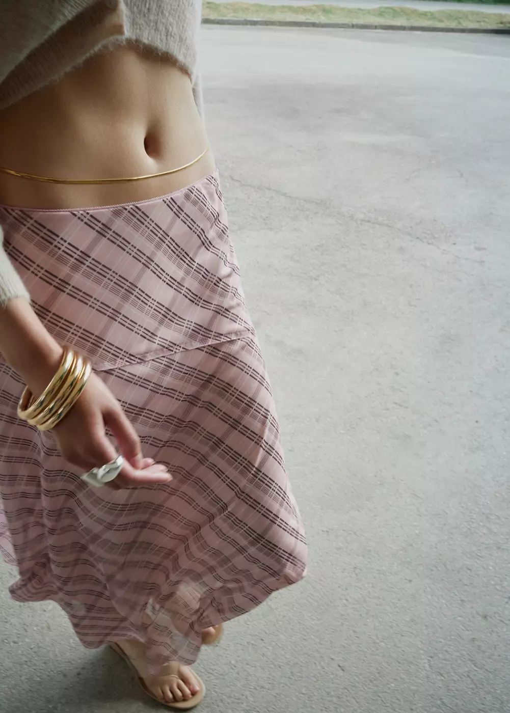 Jupe asymétrique carreaux, MANGO