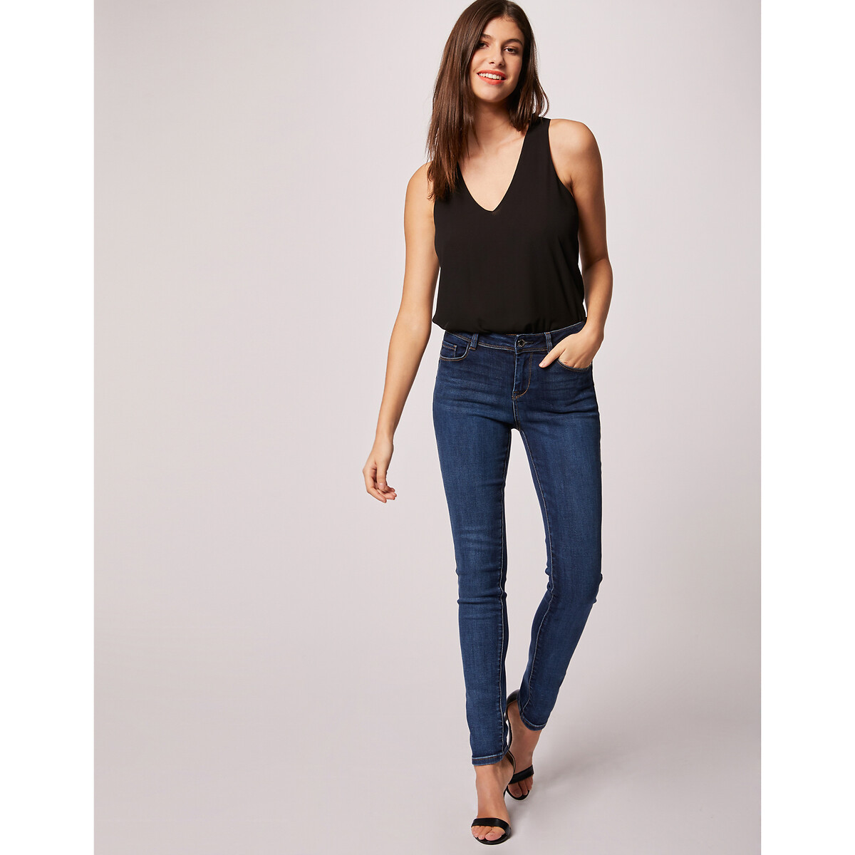 Untreated slim fit jeans, blue stonewashed, Morgan | La Redoute