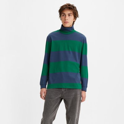 Striped Cotton Turtleneck T-Shirt with Long Sleeves LEVI'S