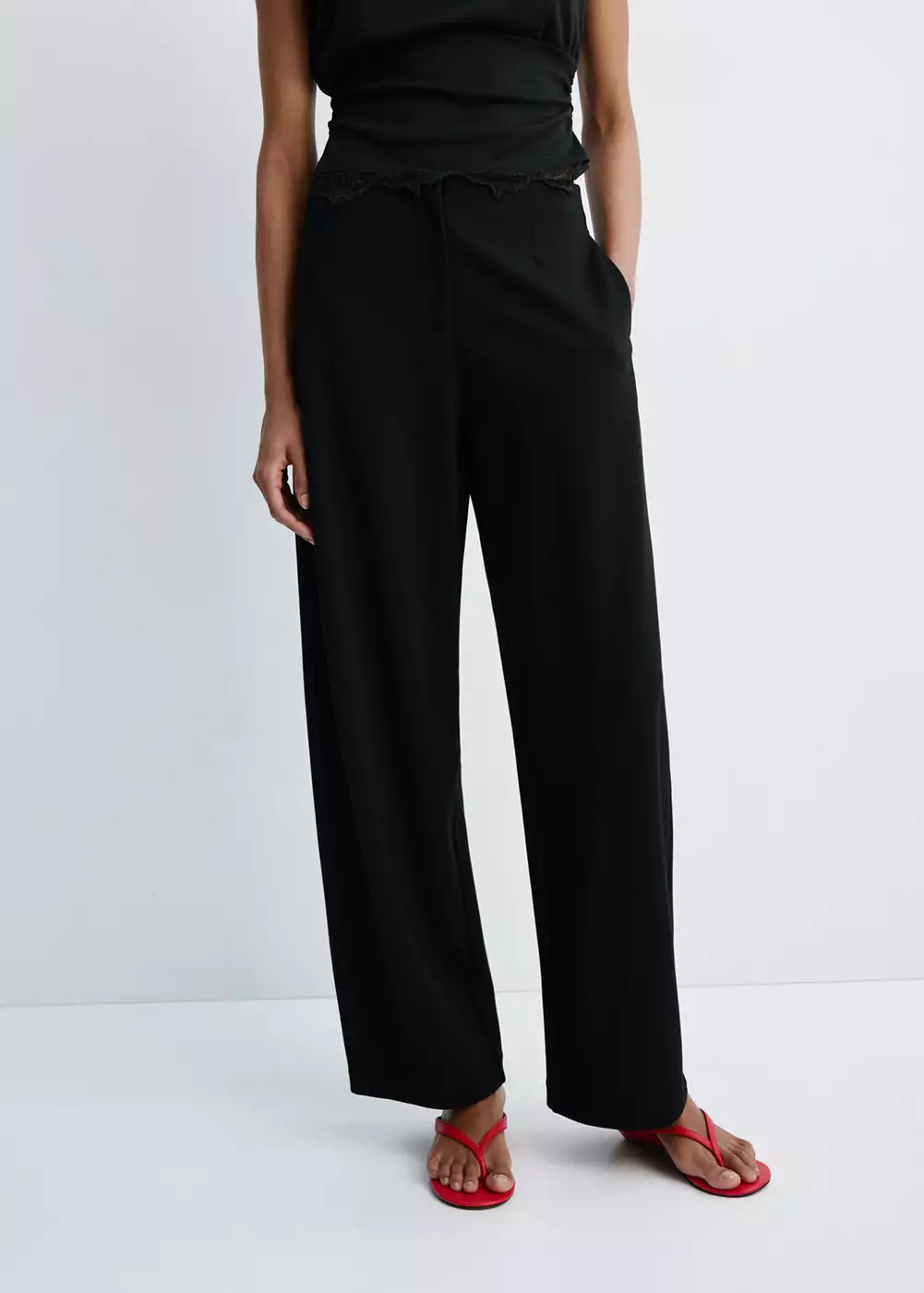 Pantalon droit taille normale, MANGO