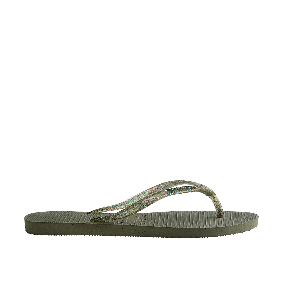 Slim logo metallic flip flops khaki Havaianas La Redoute