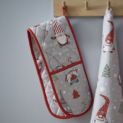 Christmas Gnomes Double Oven Glove 18x88cm CATHERINE LANSFIELD