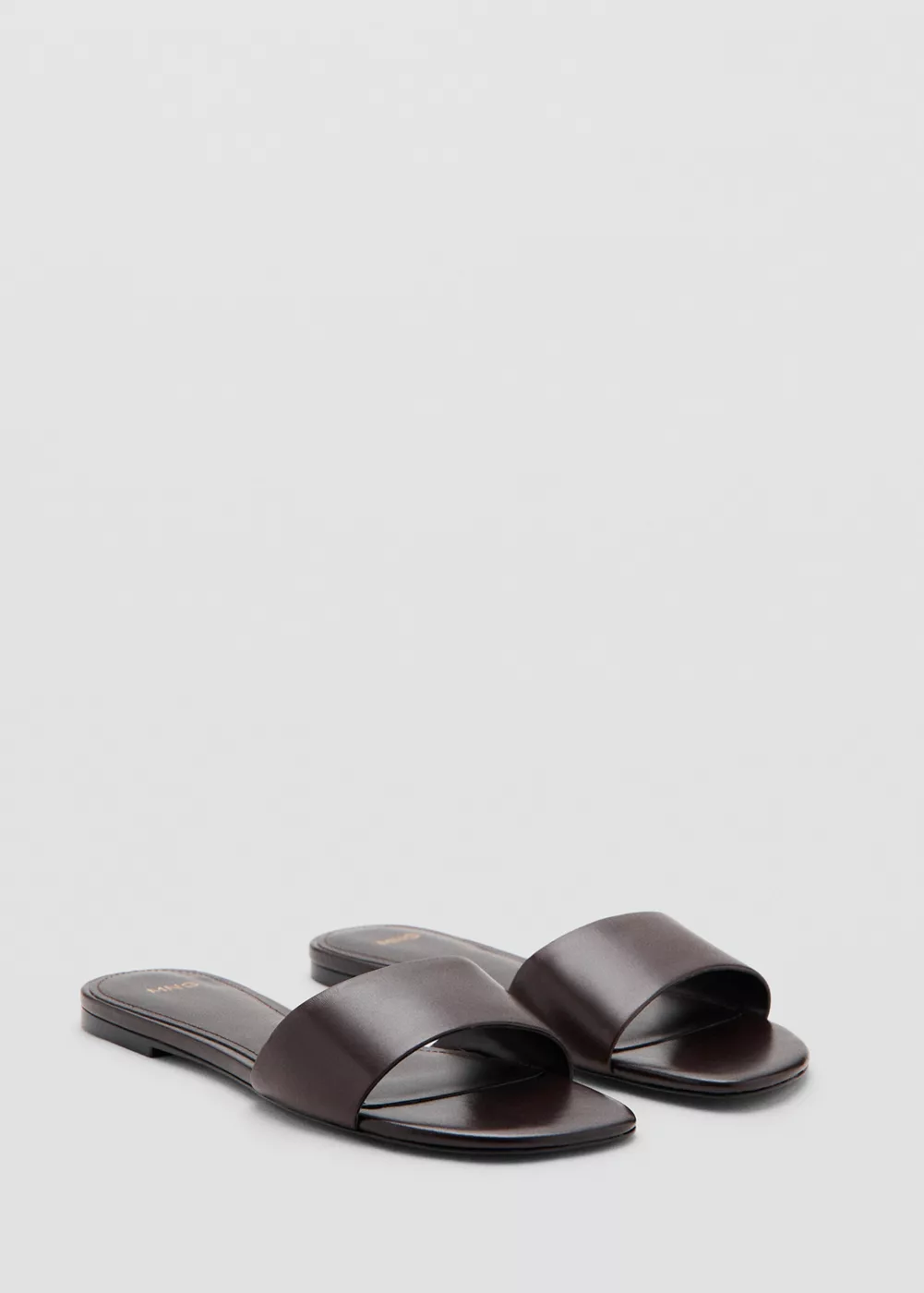 Sandales plates en cuir, MANGO