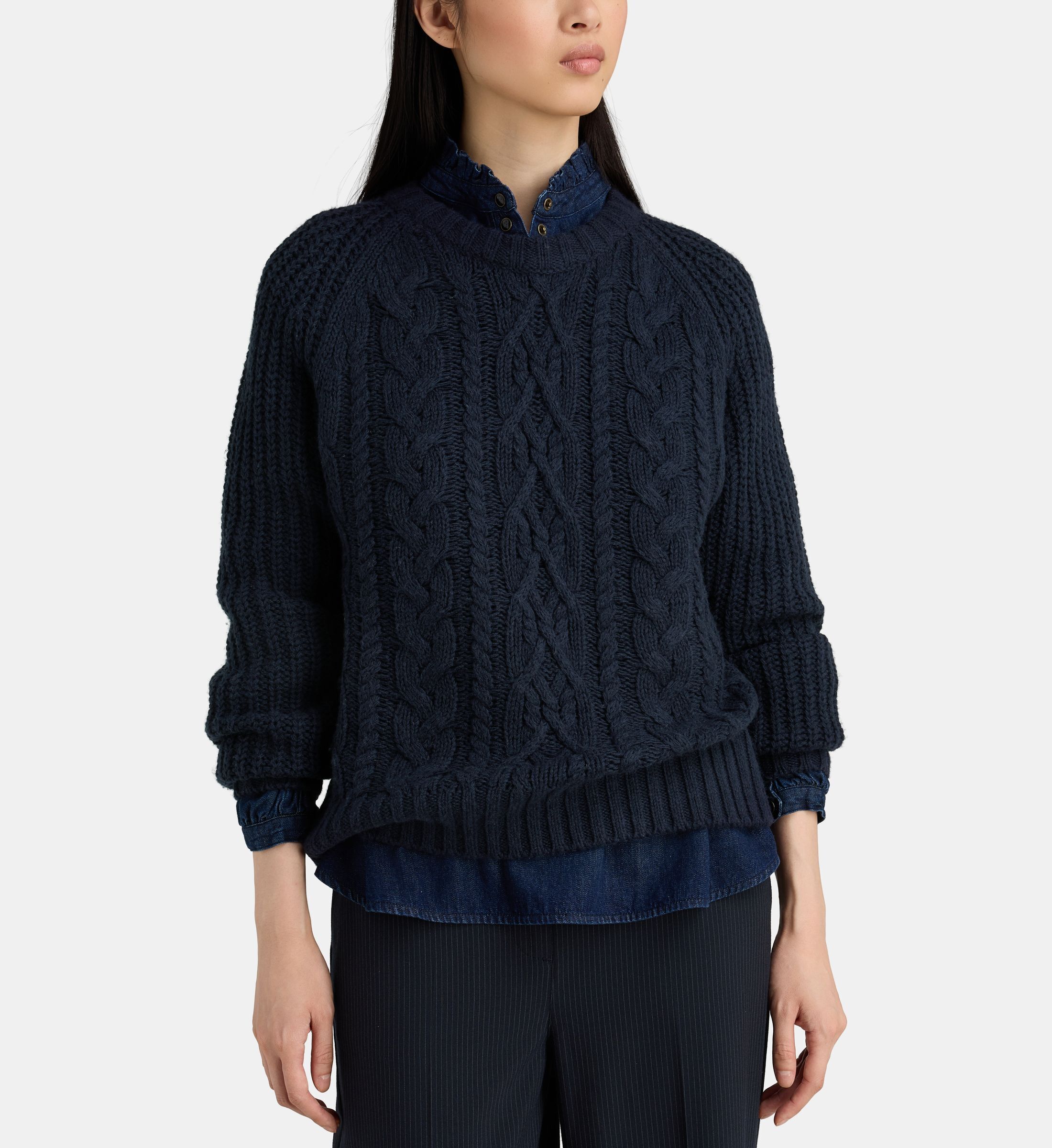 Pull droit obel torsades coton et laine, JODHPUR