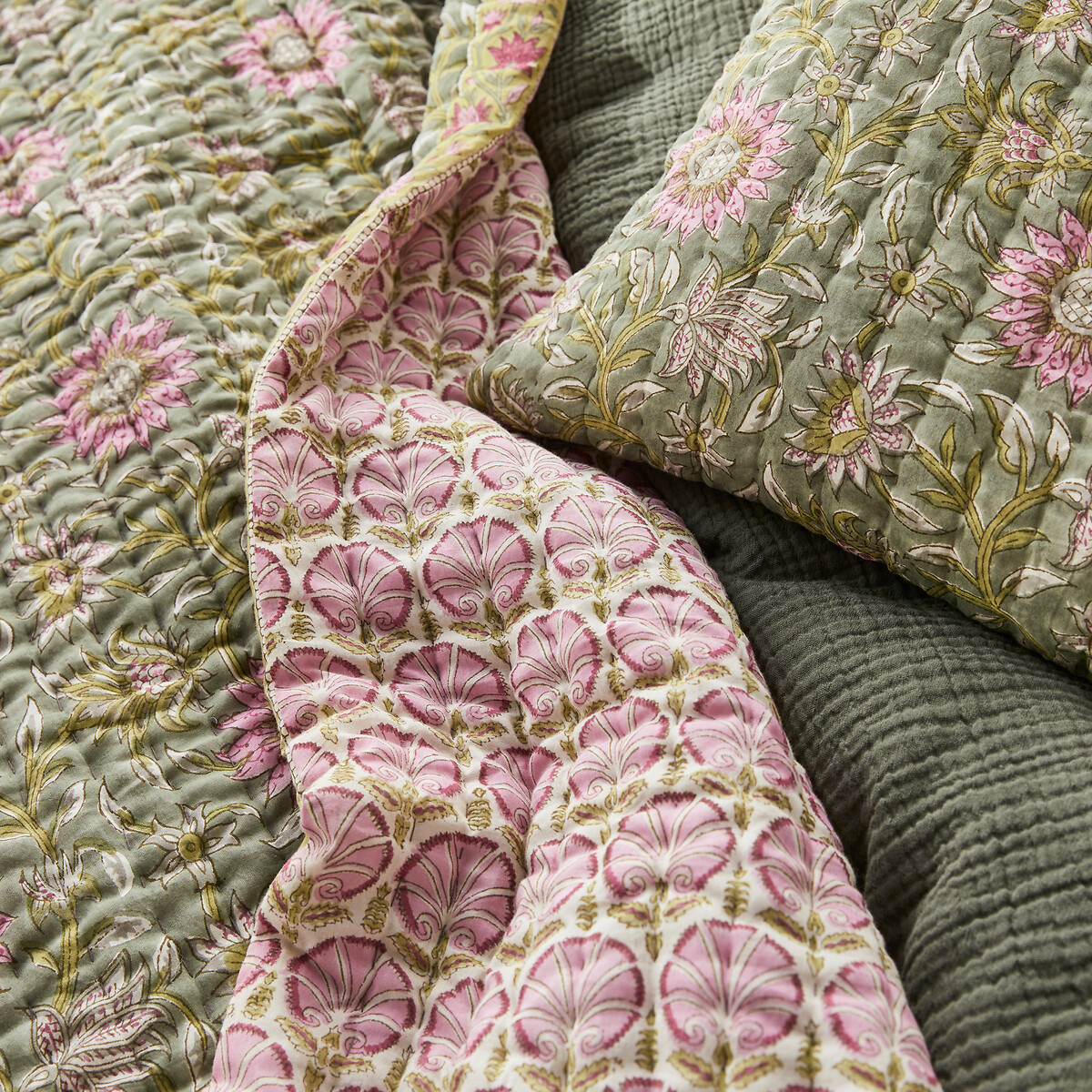 YUVANCRAFTS Trapunta Kantha in cotone patchwork