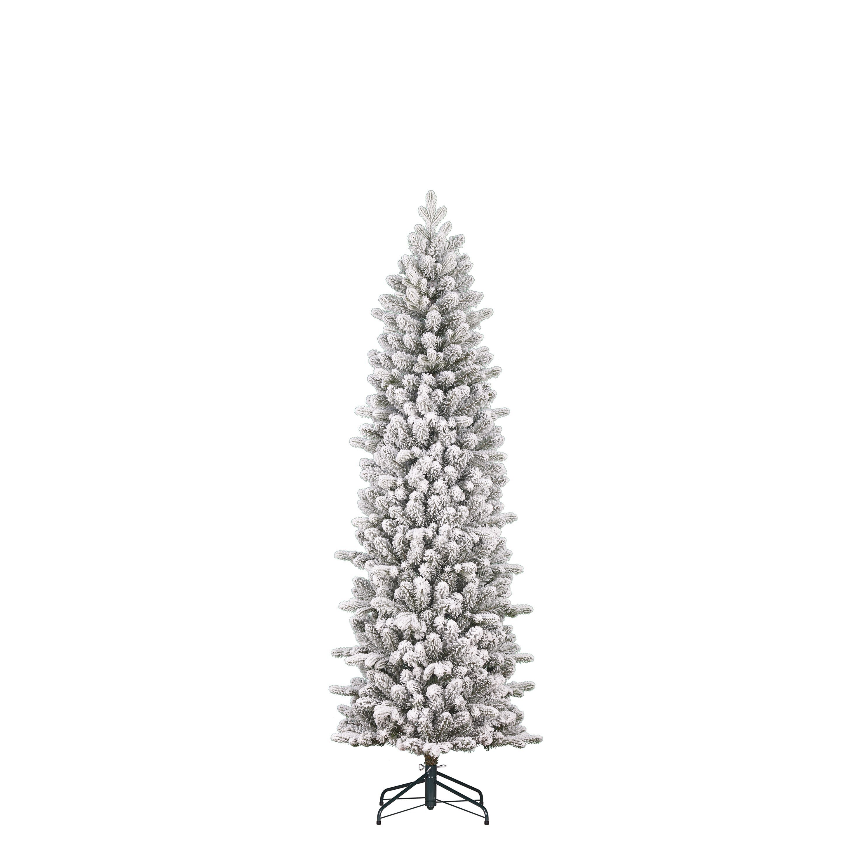 Sapin de Noël artificiel étroit et enneigé H185 cm HARMA, BLACK BOX TREES