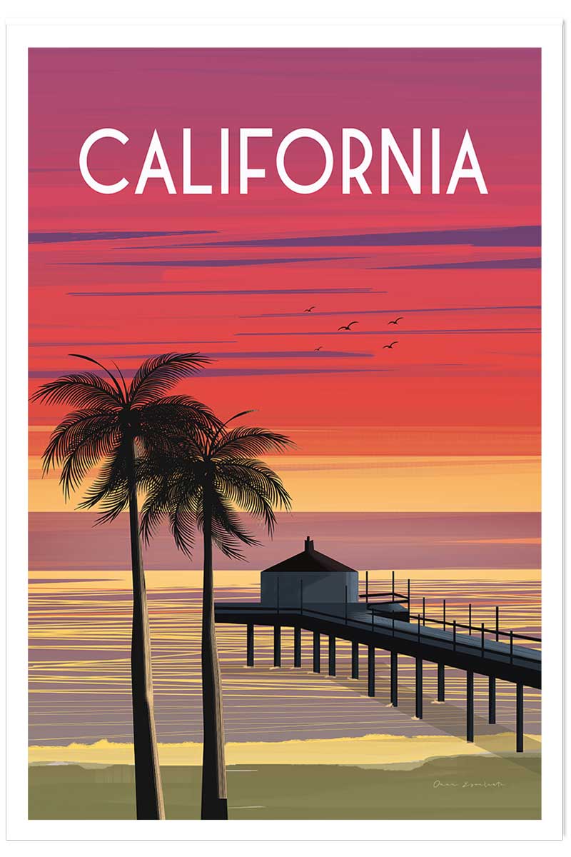 Affiche ville voyage California dream, HEXOA