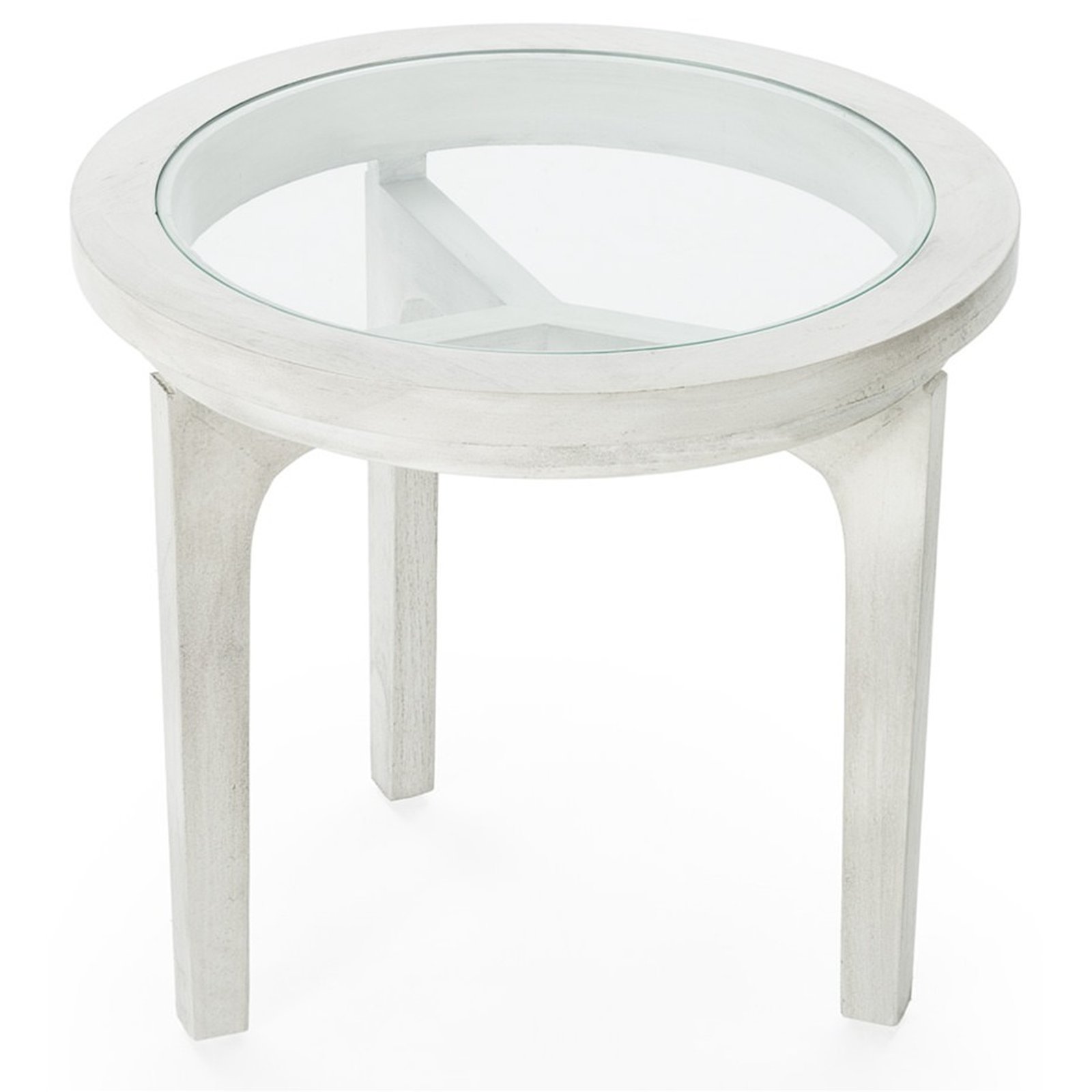 Table d'appoint ronde en cèdre et verre, RECOLLECTION