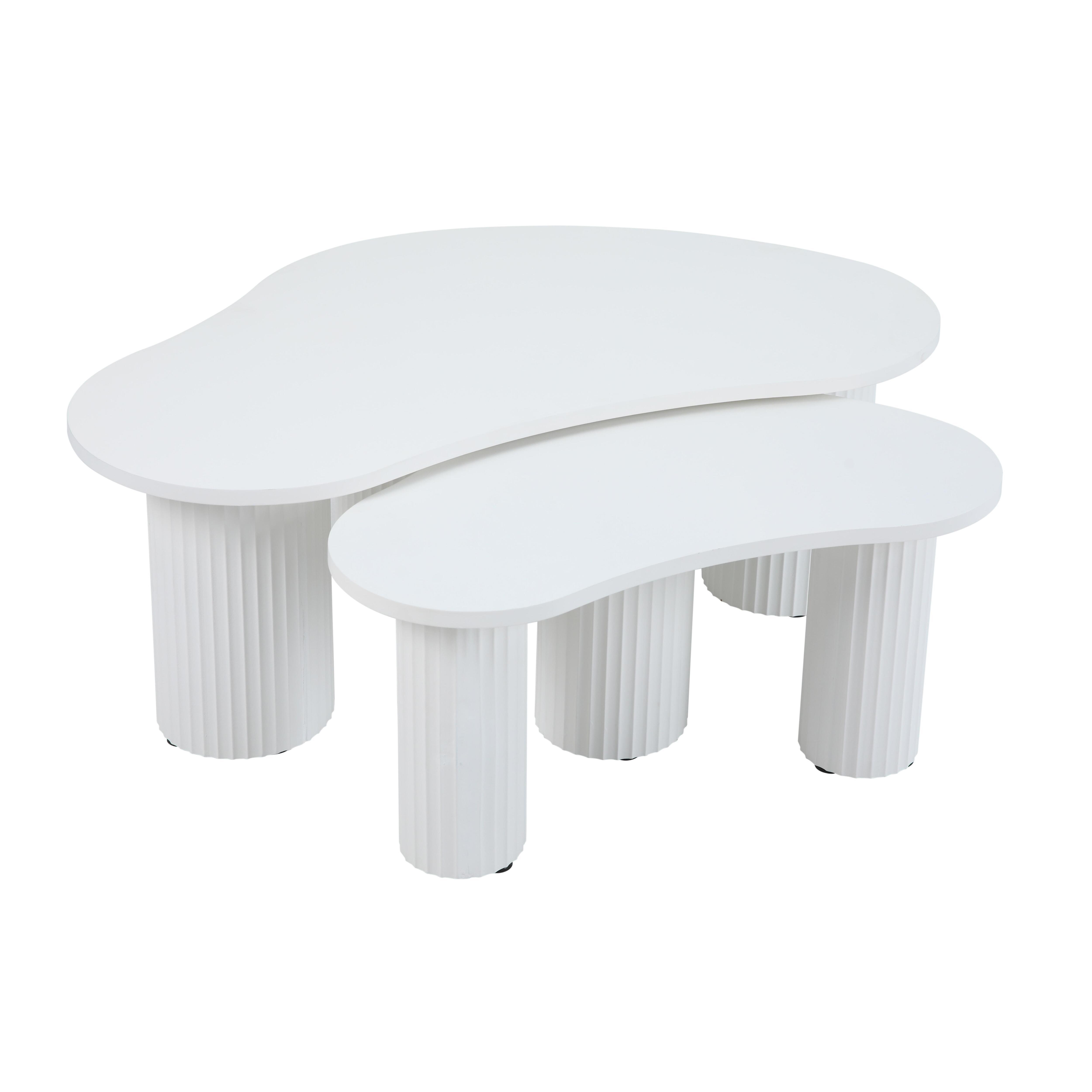 Lot de 2 tables basses gigognes design forme organique mélaminé, MAEVE, OVIALA
