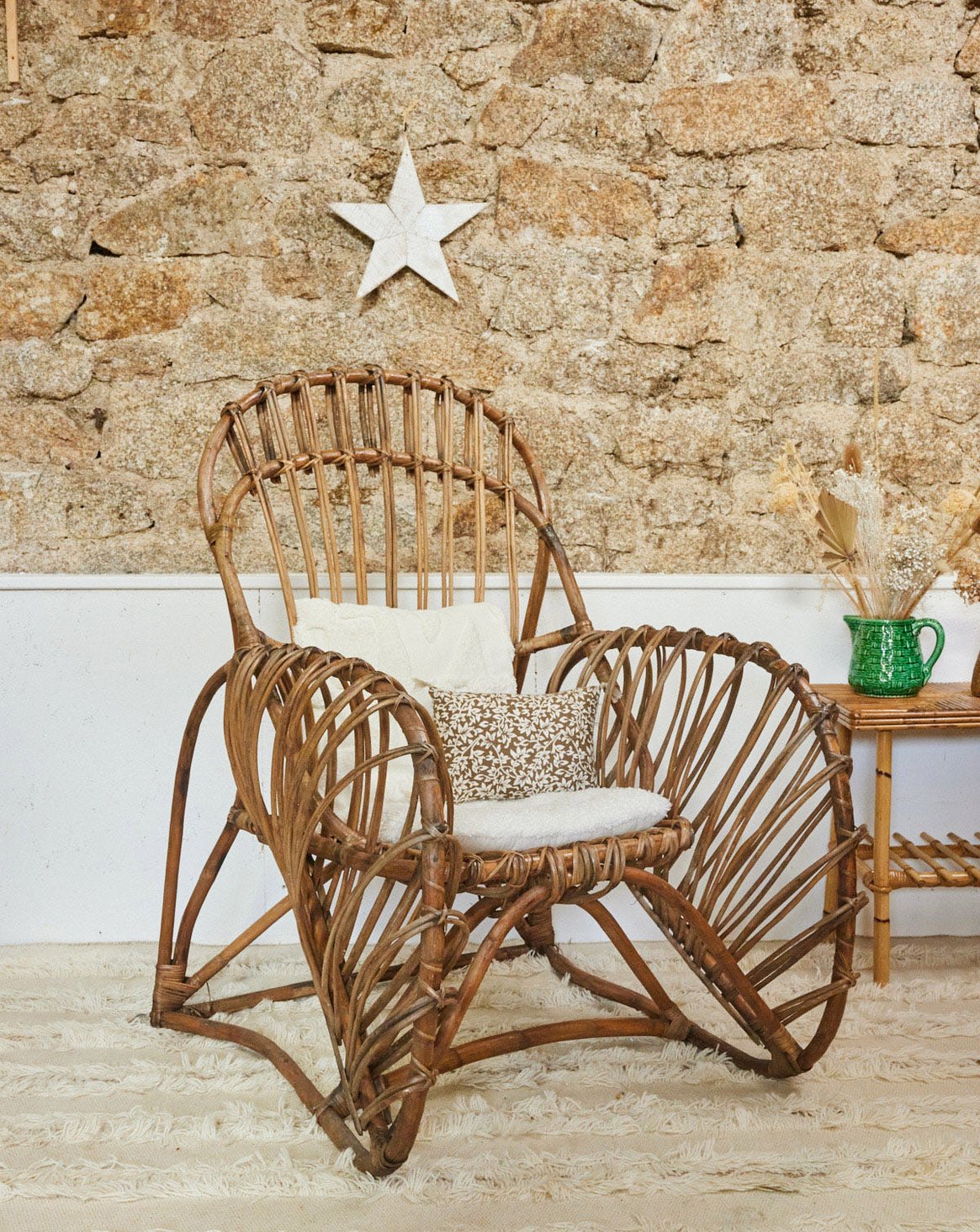 Fauteuil en rotin Ernest N°1034 - Bon état, DEBONGOUT