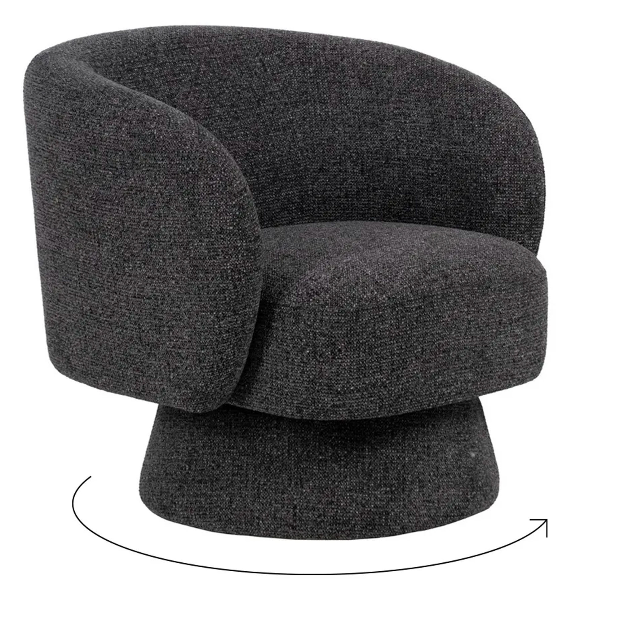 Fauteuil design pivotant en tissu tweed gris foncé 78x79x77cm, WADIGA